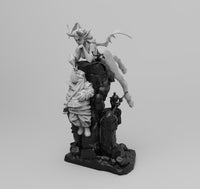 H012 - Female Character design, The Succubus With Dwarf Statue, STL 3D model design print download files