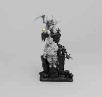 H012 - Female Character design, The Succubus With Dwarf Statue, STL 3D model design print download files