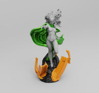 H018 - Comic Character Female Hero, The Green Polaris Art Statue, STl 3D model design print download files