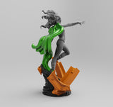 H018 - Comic Character Female Hero, The Green Polaris Art Statue, STl 3D model design print download files