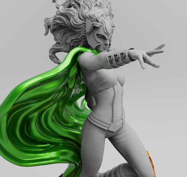 H018 - Comic Character Female Hero, The Green Polaris Art Statue, STl 3D model design print download files