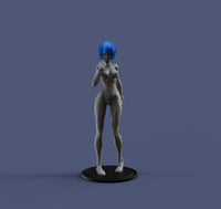 H024 - Anime Character Design, The Blue Hair Girl Ayami Rei Statue Design, STL 3D model design Printable Download files