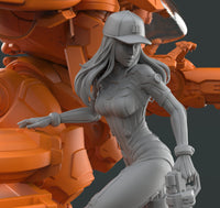 H065 - Games character design, The Overwatch Sexy Girl DVA with Mech, STL 3D model design printable download files