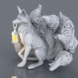 A605 - Legendary animal design, The nine tail fox with lamp, STL 3D model design print download files