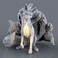 A605 - Legendary animal design, The nine tail fox with lamp, STL 3D model design print download files