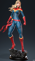 H031 - Comic Character Female Design, The Marwel Captain Marvel statue, STL 3D model printable download files