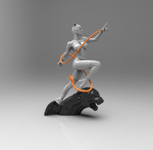 E472 - Comic character design, The Cat girl with Whip weopon, STL 3D model design print download files
