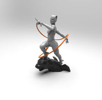 E472 - Comic character design, The Cat girl with Whip weopon, STL 3D model design print download files