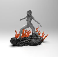 E475 - Comic character design, The Fire phoenix girl statue, STL 3D model design print download files