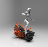 E475 - Comic character design, The Fire phoenix girl statue, STL 3D model design print download files