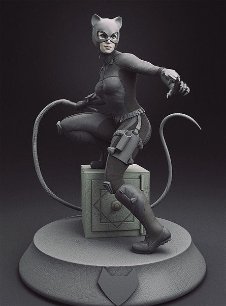 F520 - Comics character design , A cat women with safe , STL 3D model design print download file
