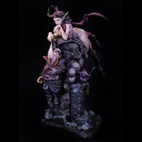 H012 - Female Character design, The Succubus With Dwarf Statue, STL 3D model design print download files