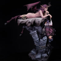 H012 - Female Character design, The Succubus With Dwarf Statue, STL 3D model design print download files