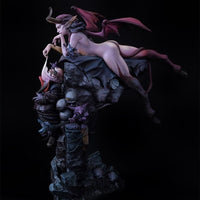 H012 - Female Character design, The Succubus With Dwarf Statue, STL 3D model design print download files