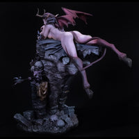 H012 - Female Character design, The Succubus With Dwarf Statue, STL 3D model design print download files