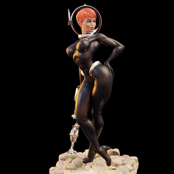 E665 - Comic character design, The Sexy space girl statue, STL 3D model design print download files