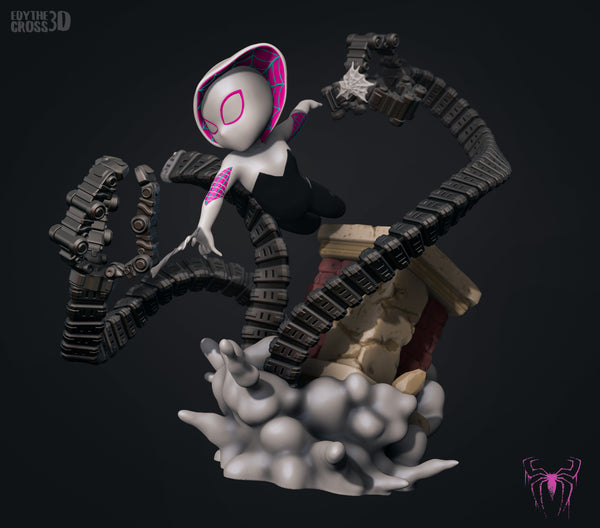 E527 - Comic character design , The Spidey girl with hood, STL 3D model design print downlaod files