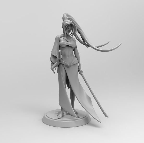 B074 - Double Katana Samurai_Female_Fighter , STL 3D model design print