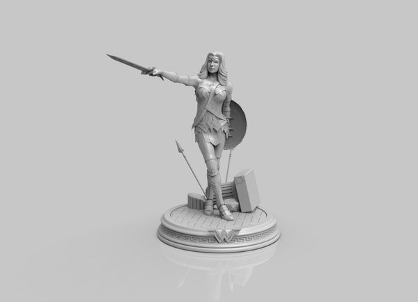 B455 - comics character design, A female warrior with shield , ST: 3D model design print download file