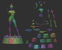 E794 - Comic character design, the sexy heroes punchlane with set of weopon, STL 3D model design print download files