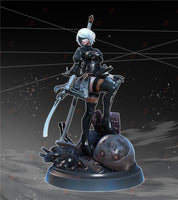 B451 - Games character design, Blind girl with katana statue, STl 3D model design print download