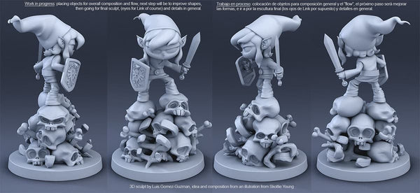 E692 - GGames character design, The link zeldar chibi statue, STL 3D model design print download files
