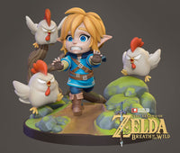 E583 - Games character design, the zeldda with three chicken statue, STL 3D model design print download files