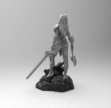 F435 - Comic character design, Female warrior cut off dragon head, STL 3D model design print download files