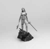 F435 - Comic character design, Female warrior cut off dragon head, STL 3D model design print download files