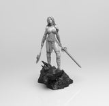 F435 - Comic character design, Female warrior cut off dragon head, STL 3D model design print download files
