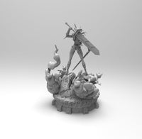E513 - Comic character design, The X Magical Girl with big Blade like Cloud, STL 3D model design print download files