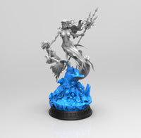 E519 - Legendary character design, The Evil character mermaid with trident statue, STL 3D model design print download fi