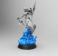 E519 - Legendary character design, The Evil character mermaid with trident statue, STL 3D model design print download fi
