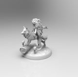 E522 - Cartoon character design, The Princes Momo and the white wolf statue, STL 3D model design print download files