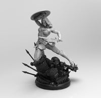 A532 - Comic character statue, The hot and sexy WW with shield and sword, STl 3D model design print download files