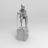 F496 - Comic character design, The cat girl with whip and safe statue, STL 3D model design print download files