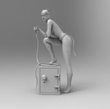 F496 - Comic character design, The cat girl with whip and safe statue, STL 3D model design print download files