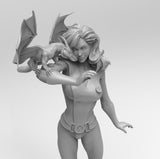 F503 - Superheroes character statue, The Kitty with dragon, STL 3D model design print files