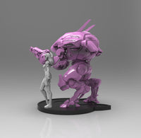 A513 - Games character design, The DVA with pink robot, STL 3D model design print download files