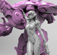 A513 - Games character design, The DVA with pink robot, STL 3D model design print download files