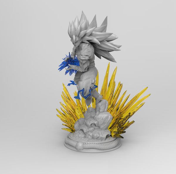 D038 - Anime character design, The long hair Goku Super Seiyan 3 Form, STL 3D model design print download file