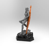 E572 - Waifu character design, The Triss with big blade design statue, STL 3d model design print download files