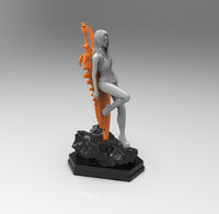 E572 - Waifu character design, The Triss with big blade design statue, STL 3d model design print download files