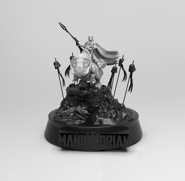 A583 - Movie Character design, SW manda guy with riding an animal, STL 3D model design print download files