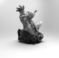 E585 - Comic character design, The Chibi spidey with rhino statue, STL 3D model design print download files