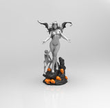 E270 - Female character design, THe Goblin queen with a small goblin, STL 3D model design print download files