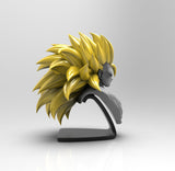 A592 - Anime character bust design, the sun wu kong bust with yellow long hair, STL 3D model design print download files