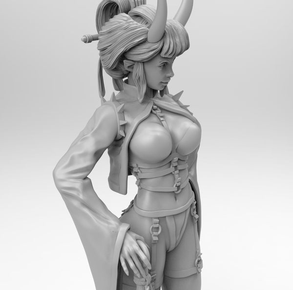 B119 - Female Demon samurai , Character design STL 3D model design print download files