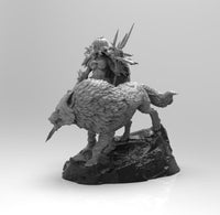 A613 - Barbarian character design, Barbarian and the giant wolf, STL 3D model design print download files