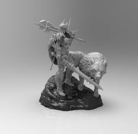A613 - Barbarian character design, Barbarian and the giant wolf, STL 3D model design print download files